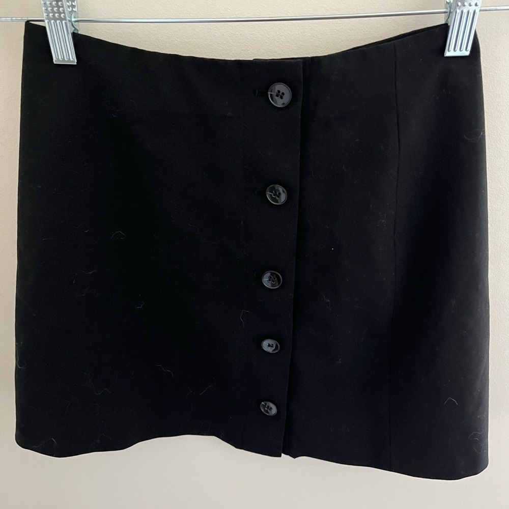 Sunday Best Black Button-Front Mini Skirt
